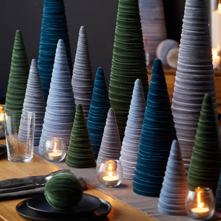 Your Heart's Content - Wholesale Decorative Tabletop Object - Cones Velvet Extra Large, Christmas 2025 Tree Decor, Mantel2