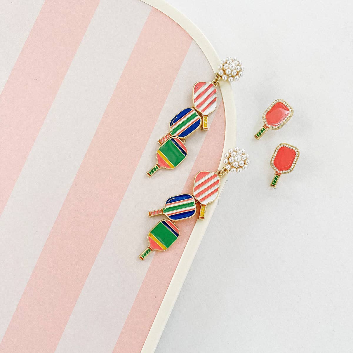 Canvas Style – Brincos de argola por atacado – Brincos de Gota Ellie Pickleball Triple Linked Pickleball2