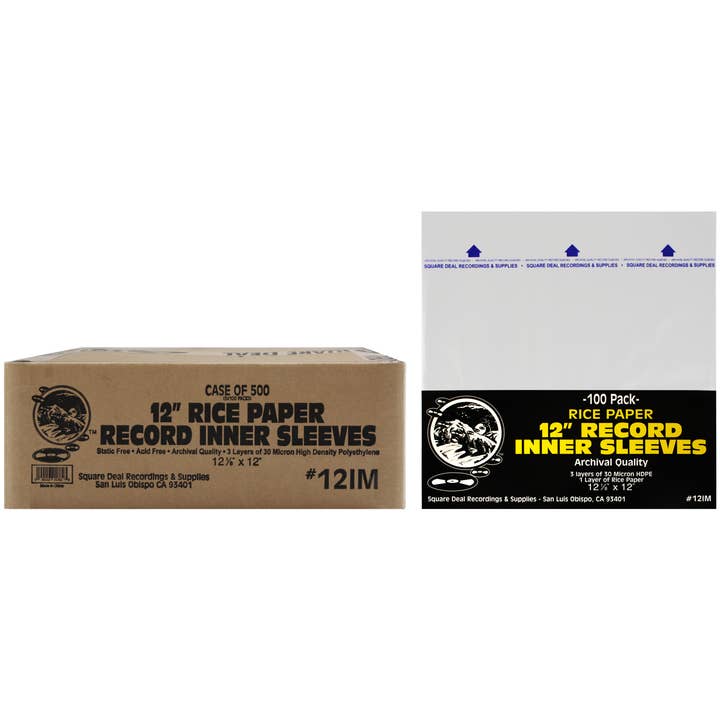 Square Deal Recordings & Supplies - Vendita all'ingrosso Accessori musicali - Buste interne in carta di riso per dischi in vinile LP da 12" per archiviazione.7