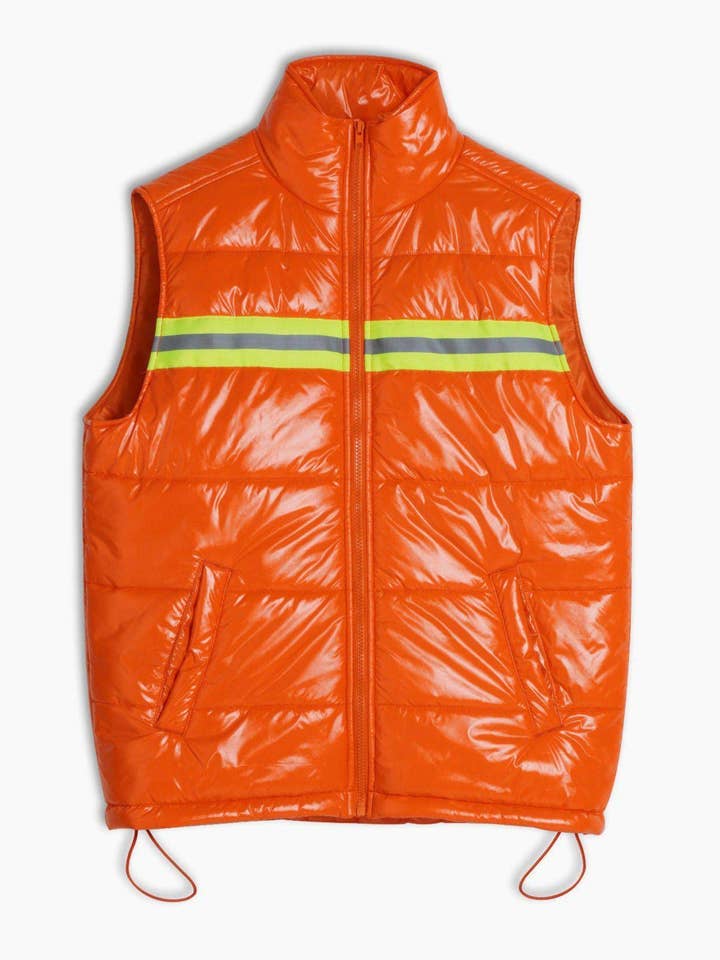 Robink - Wholesale Safety Vest - Unisex - Konus Men's Zip-Up Puffer Vest In Orange