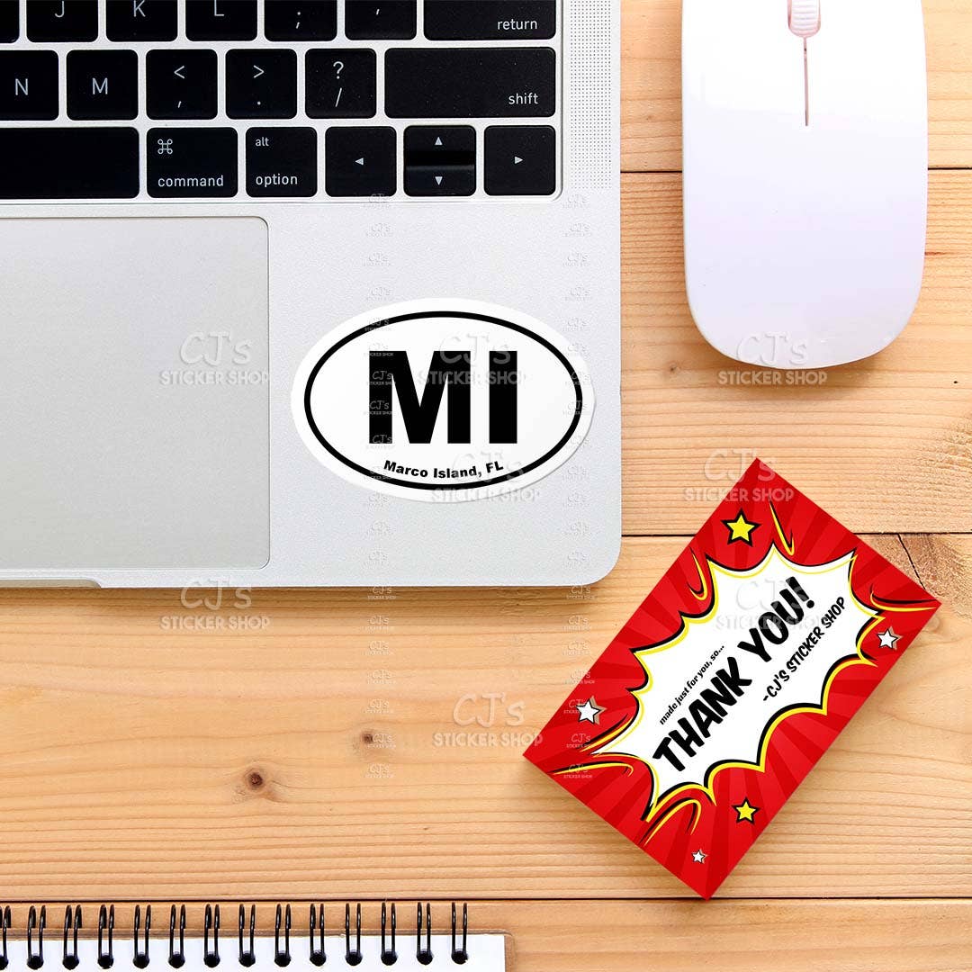CJ's Sticker Shop - Wholesale Sticker - Marco Island Florida Oval Sticker Vinyl Decal1