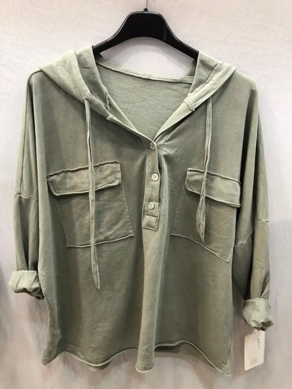 Mimi & Gogo - Wholesale Hoodie - Dames - Mimi & Gogo katoenen hoodie met zakken en knoopsluiting8