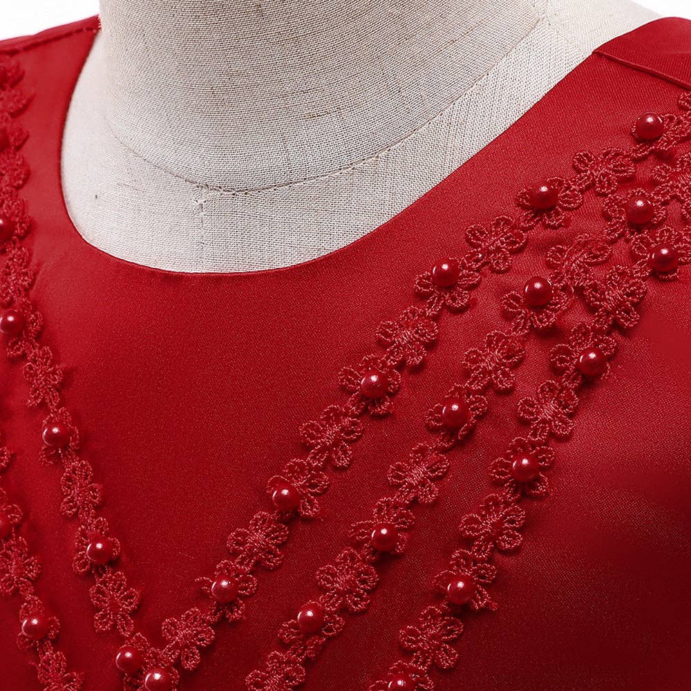 MyKids-USA® - Wholesale Dress - Kids - Baby Girl Flower Patched Design Solid Color Sleeveless Princess Formal Dress13