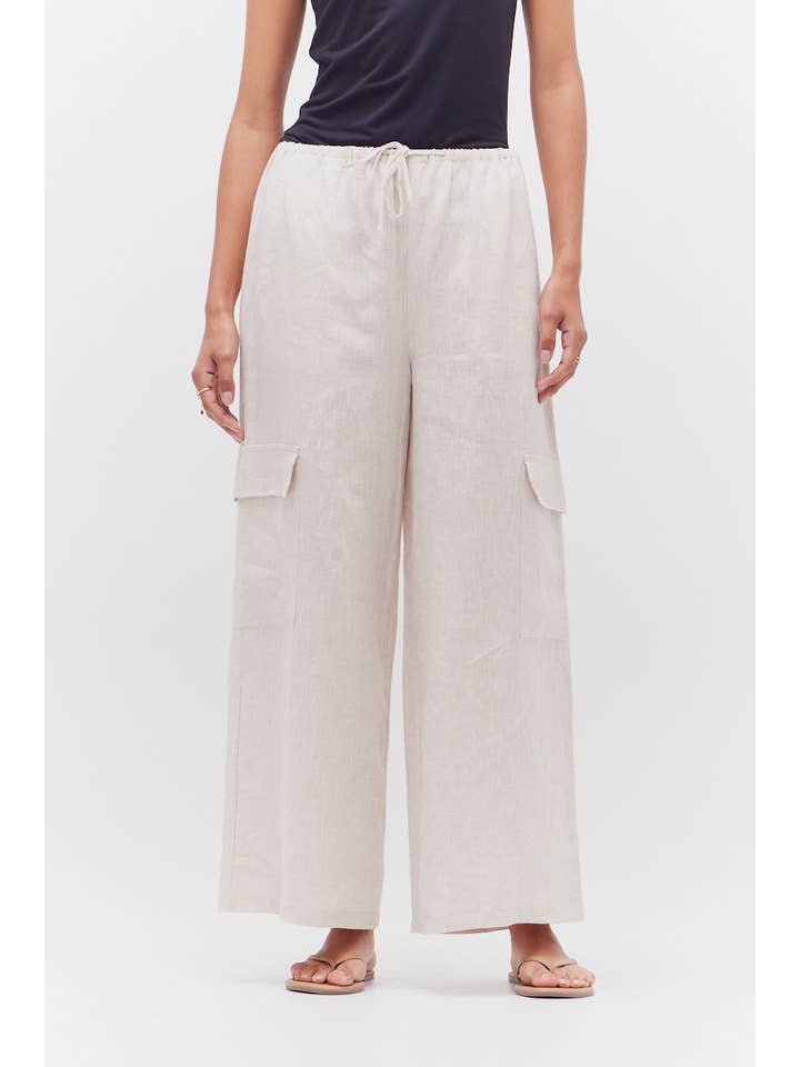 Grade & Gather - Wholesale Pants - Women's - 50520LN - LINEN CARGO PANTS