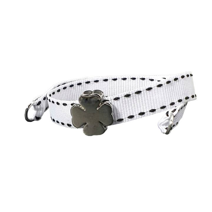 BRACELET TRÈFLE À QUATRE FEUILLES EN PALLADIUM BLANC pour la vente par Smartever Srl