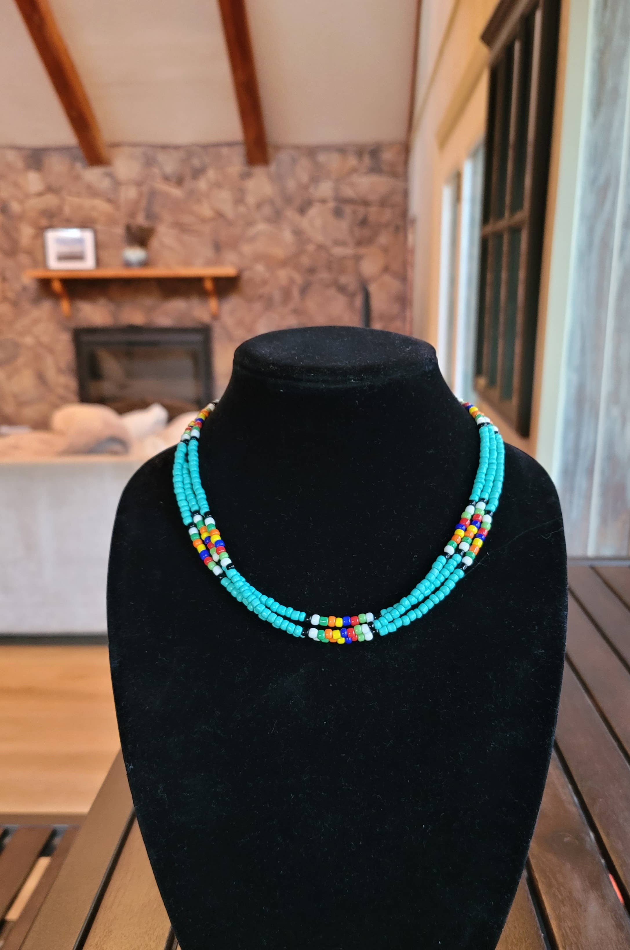 Horse Spirit Studio - Wholesale Choker/Collar - Native Southwestern handmade Turquoise glass bead choker7