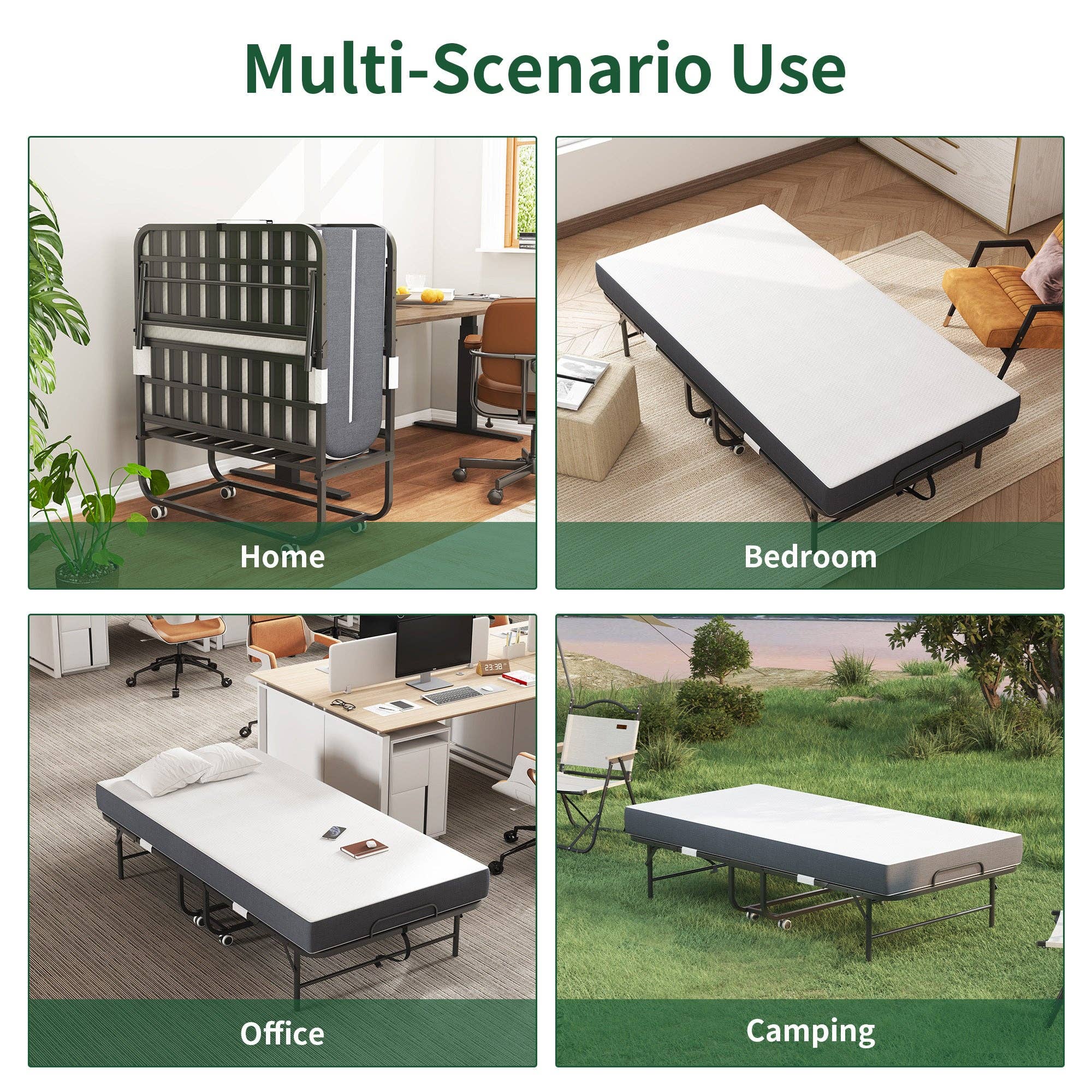 39F Inc. - Wholesale Bed - Twin Folding Bed:Memory Foam Mattress+Sturdy Metal Frame7