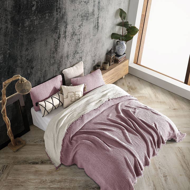 destinyhometex - Wholesale Throw Blanket - Purple color 4 layer gauze throw50