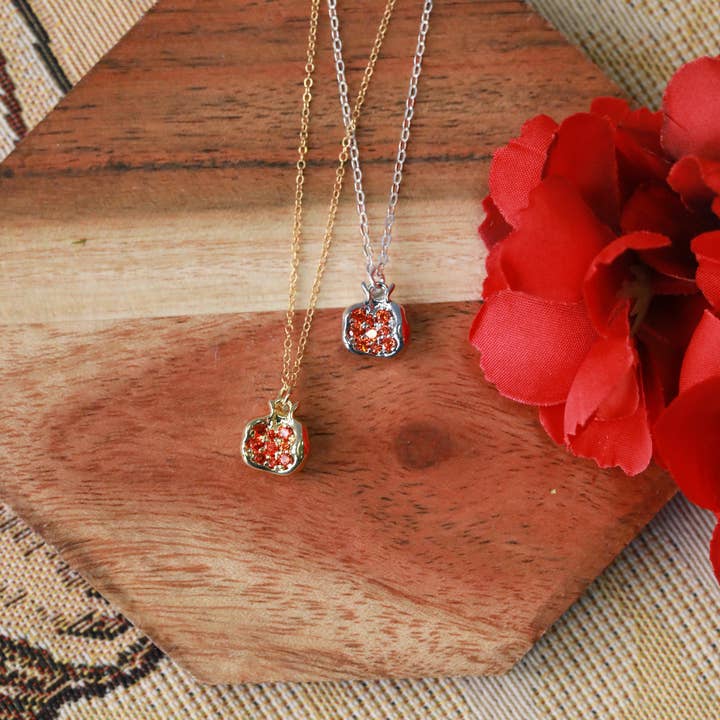 The Gilded Witch - Wholesale Pendant/Charm Necklace - Pomegranate Charm Necklace: 14kt Gold Fill or Strling Silver