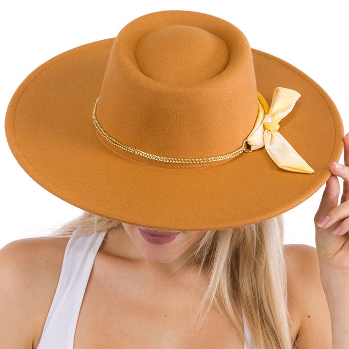 Cap Zone – Großhandel Fedora-Hut – Damen – Lux Ribbon Rancher-Mütze aus goldener Bolero-Kunstwolle13