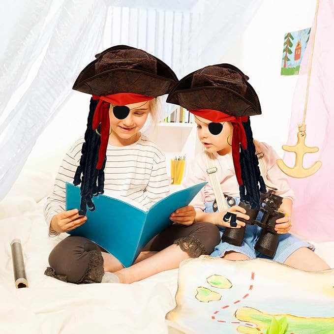 4E's Novelty - Vente Déguisement – unisexe - Ensemble de 3 accessoires pour pirates : cache-œil, chapeau de pirate avec cheveux dreadlocks et bandana rouge3