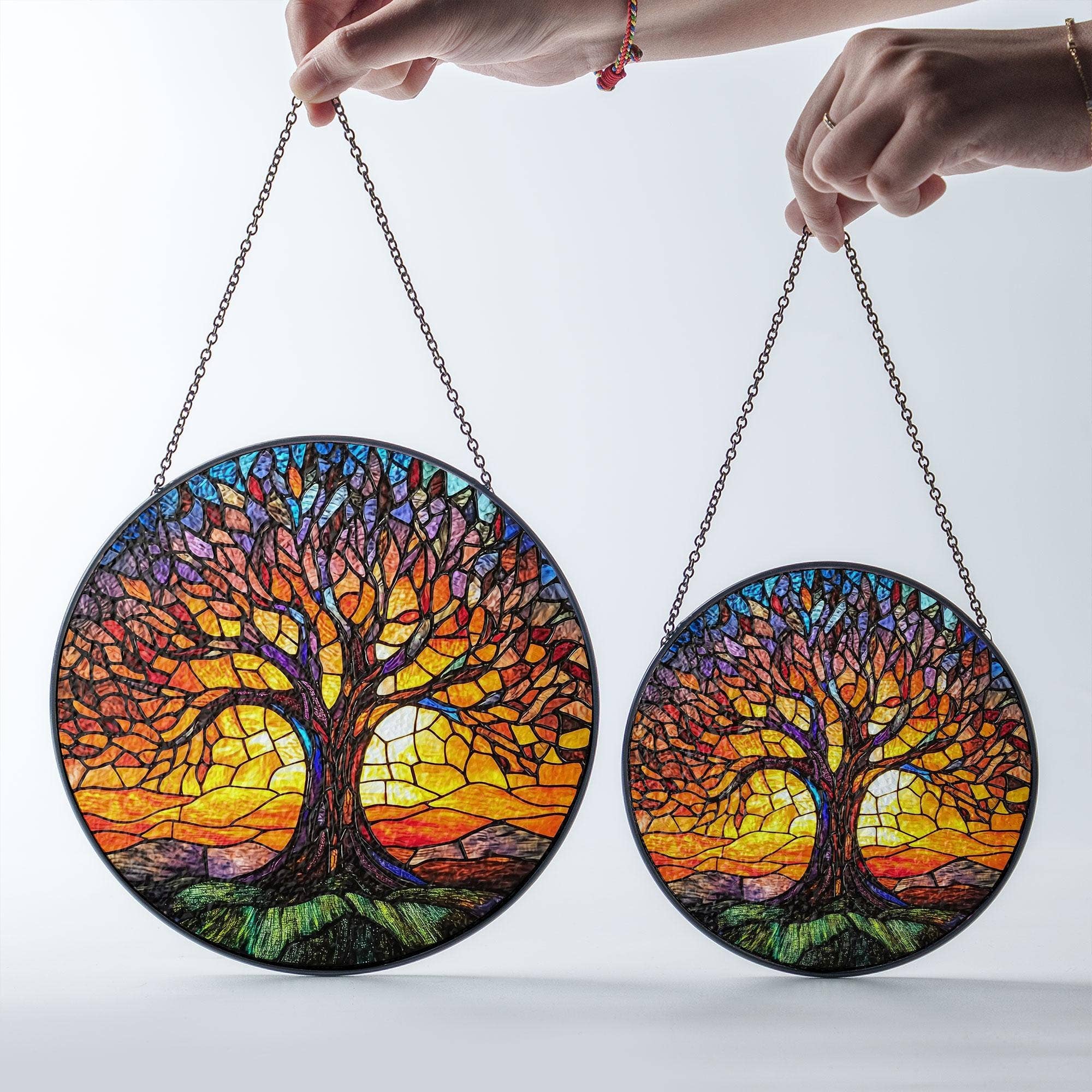 NVC Ecommerce LLC - Vente Attrape-soleil - Attrape-soleil en vitrail Arbre de Vie, Décor d'automne4