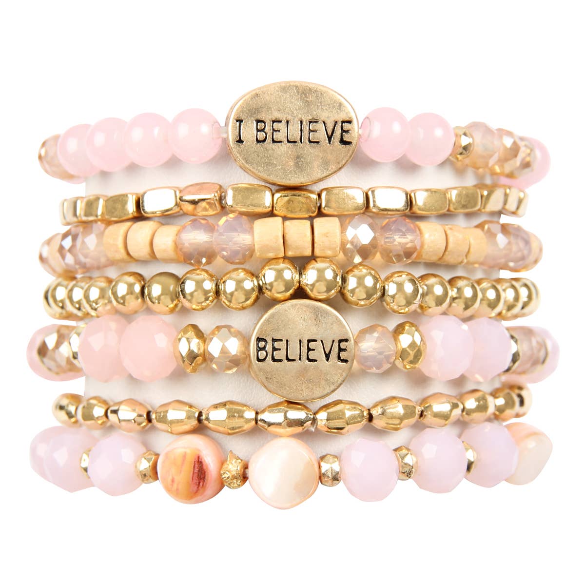 MYS Wholesale Inc - Wholesale Beaded Bracelet - Trendy I Believe Charm Mix Beads Stackable Bracelet11