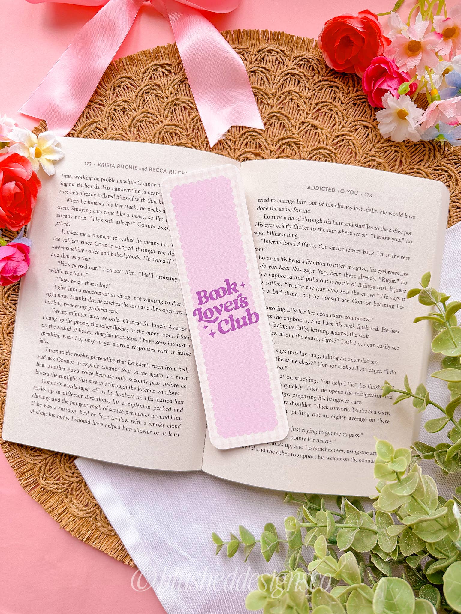 BlushedDesigns Co. - Wholesale Bookmark - Book Lovers Club Linen Bookmark (Purple)0