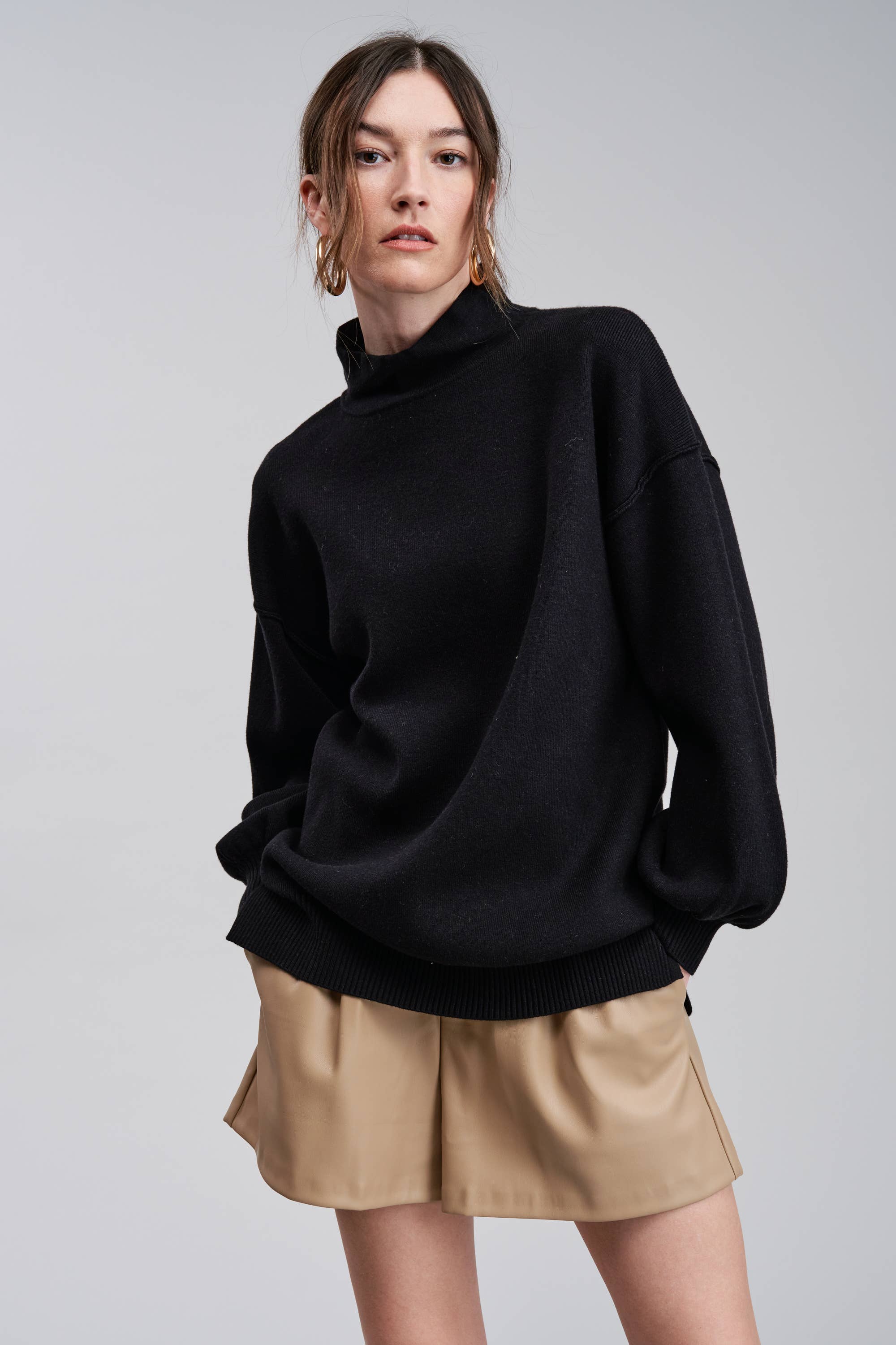 FLAT WHITE - Vendita all'ingrosso Maglione tricot - Donna - Pullover in felpa Norah Mockneck0