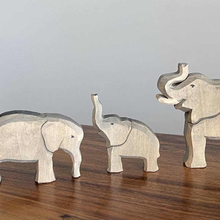 Hand Carved Wooden Elephants set of 3 for wholesale by PoppyBabyCo