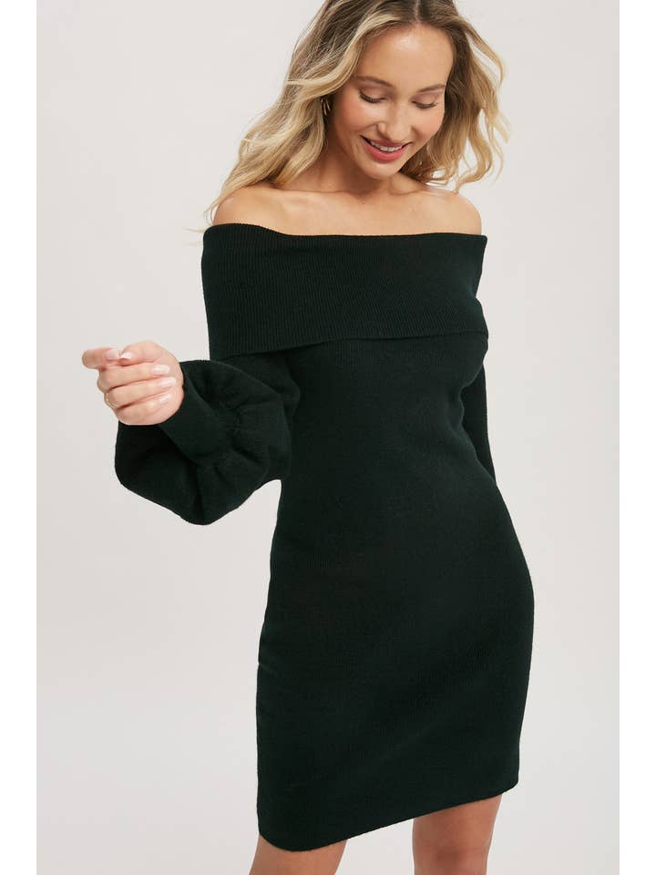 Bluivy - Wholesale Dress - Women's - OFF SHOULDER SWEATER DRESS3