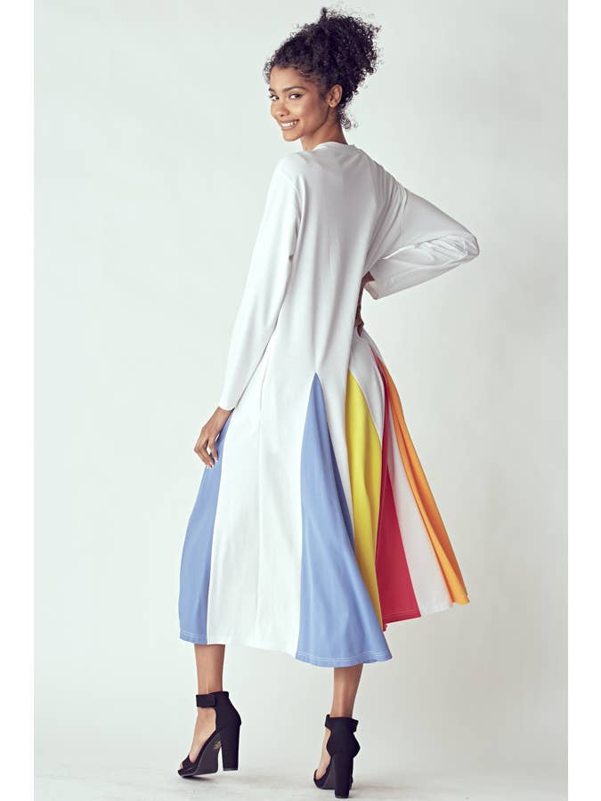 QMP Moda - Wholesale Dress - Women's - MULTI COLOR PLEATED DRESS WITH STUDS 4