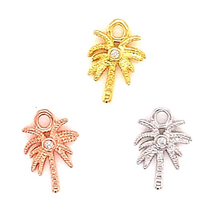 Tiny Gold Palm Tree Charm, Silver Tropical Beach Boho Dainty Charms For Beaded Bracelets, Nature Charms, Bulk Charms For Jewelry Making, Tree for wholesale by The Bead Bazaar