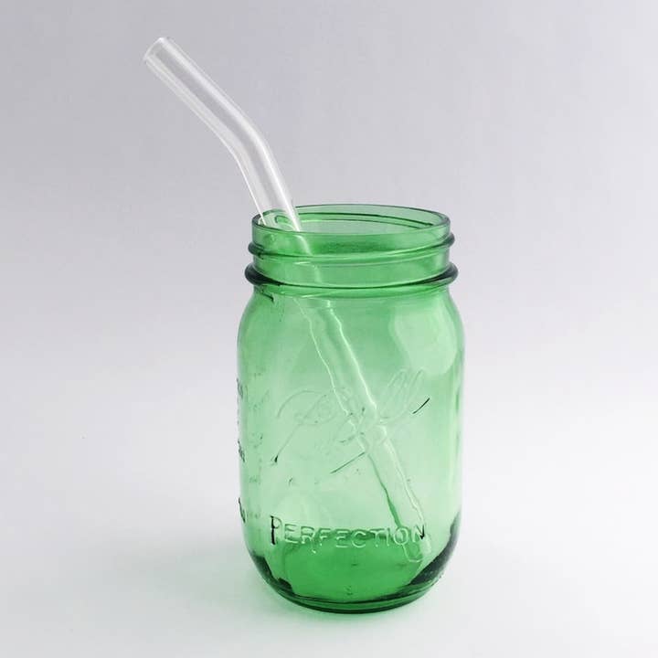 8" Clear Barely Bent Smoothie Glass Straw for wholesale by Strawesome