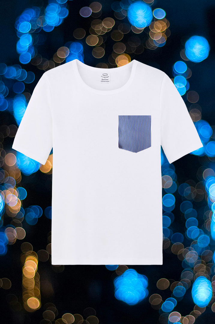 Un baiser français s'il vous plaît – Großhandel T-Shirt – Herren – Gestreiftes T-Shirt mit Tasche4