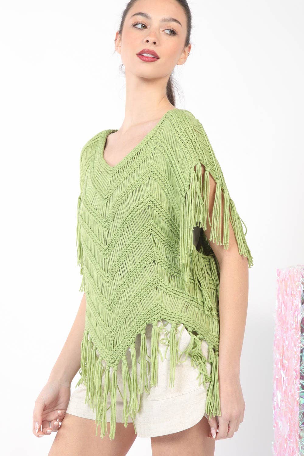 VERY J – Großhandel Strickoberteil – Damen – 12W3006N-Oversize-Pullovertop mit Fransendetail7