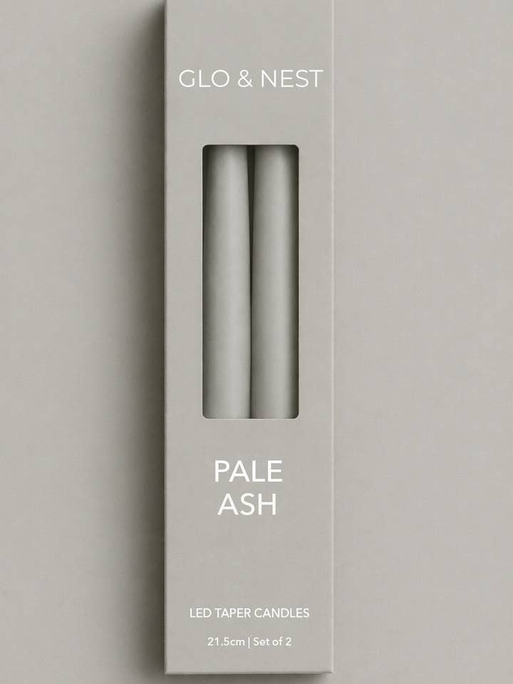 Set of 2 LED Taper Candles - Pale Ash for wholesale by GLO & NEST
