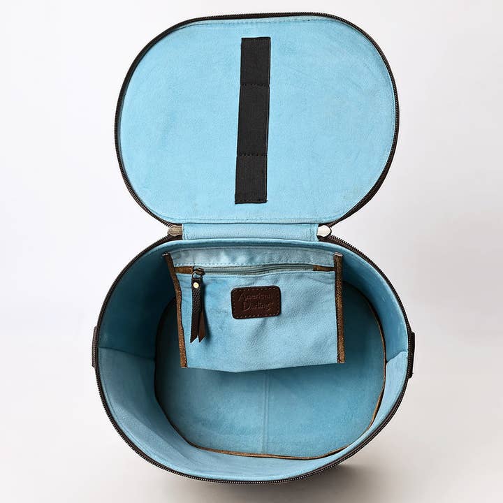 LS Western - Wholesale Jewellery box/organiser - ADBGA411 Distressed Leather Jewelry Case with Hand-Tooled Floral Lid Western Vanity Organizer13