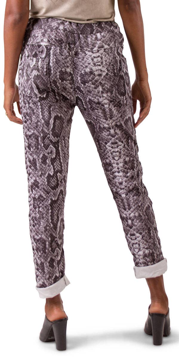 Gigi Moda - Wholesale Pants - Women's - Snake Print Tie-Waist Pants1