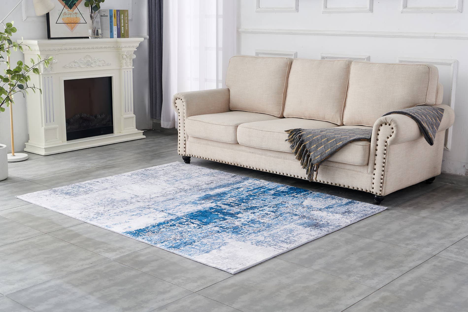 Amazing Rugs – Großhandel Teppichvorleger – Zara Abstract Design, maschinenwaschbar, Grau und Türkis5