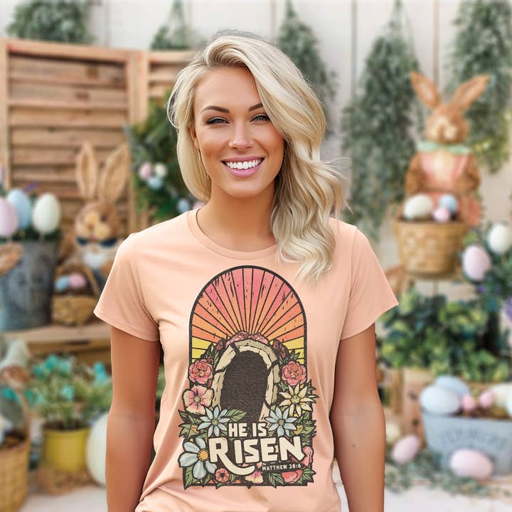 He is Risen, Easter DTF or Sublimation Transfer for wholesale by Sweet and Sassy Tees