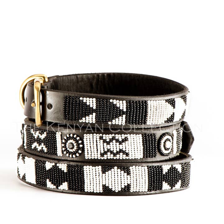 Collar de perro con cuentas de ébano y marfil para venta al por mayor de The Kenyan Collection Inc. dba TKC Inc