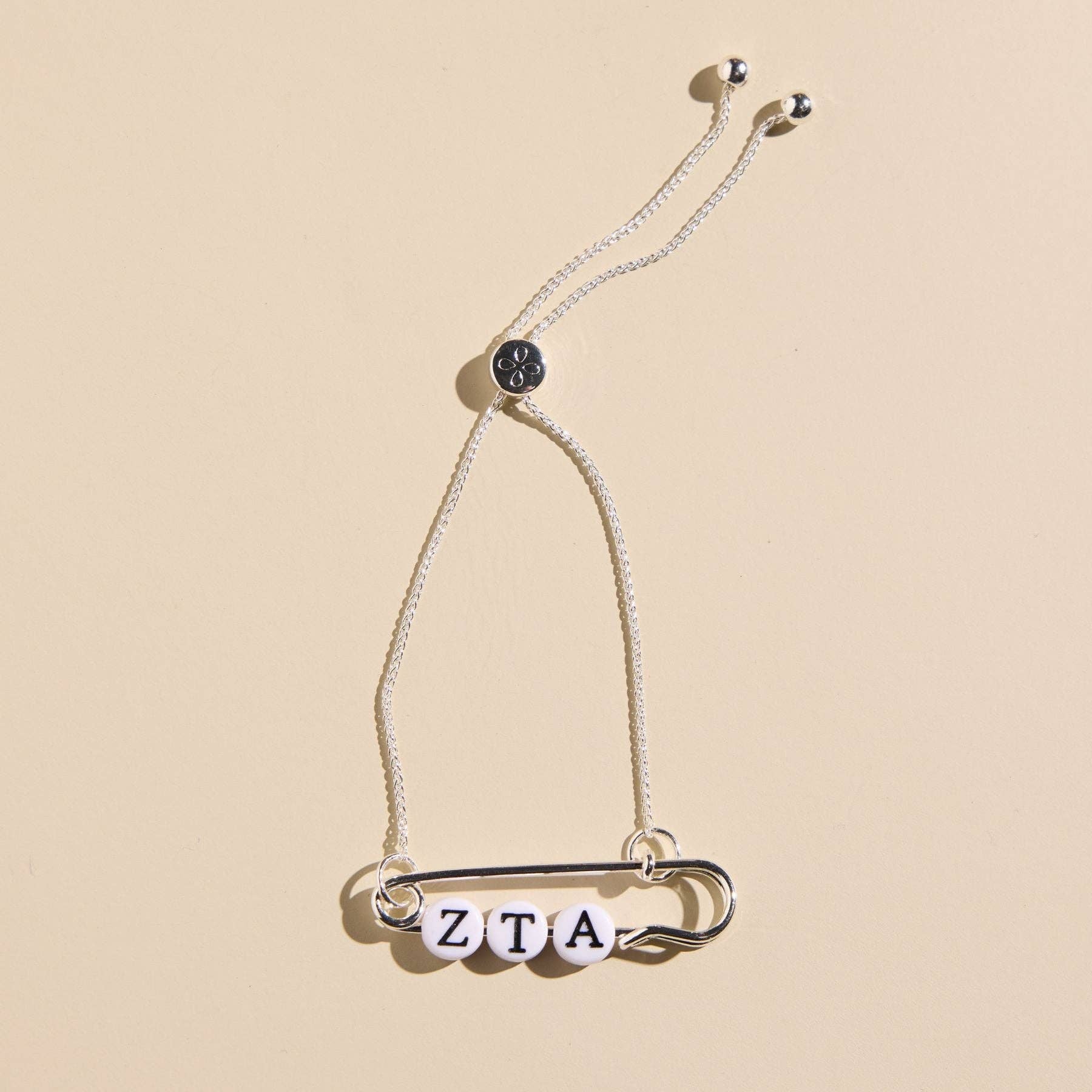 Nickel and Suede - Wholesale Charm/Dangle Bracelet - Zeta Tau Alpha Sorority Safety Pin Bracelet - Officially Licensed1