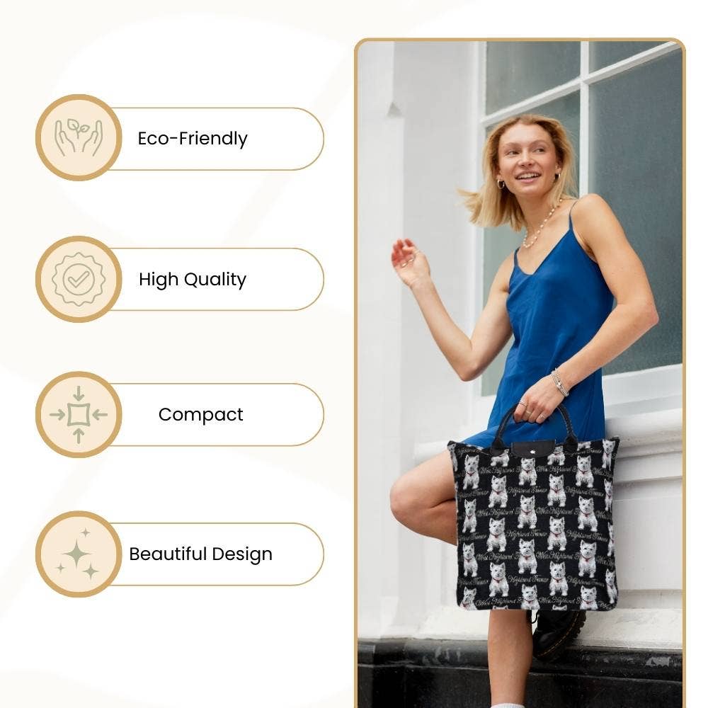 SignareArt - Wholesale Grocery/Shopping Bag - FDAW-WES | WESTIE DOG FOLDAWAY GROCERY BAG4