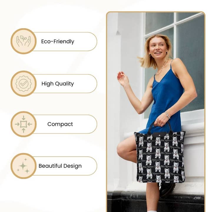 SignareArt - Wholesale Grocery/Shopping Bag - FDAW-WES | WESTIE DOG FOLDAWAY GROCERY BAG4