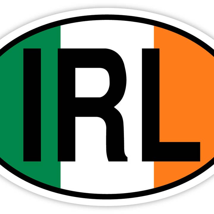 Ireland Tricolour Flag IRL Oval Sticker for wholesale by Eurostick