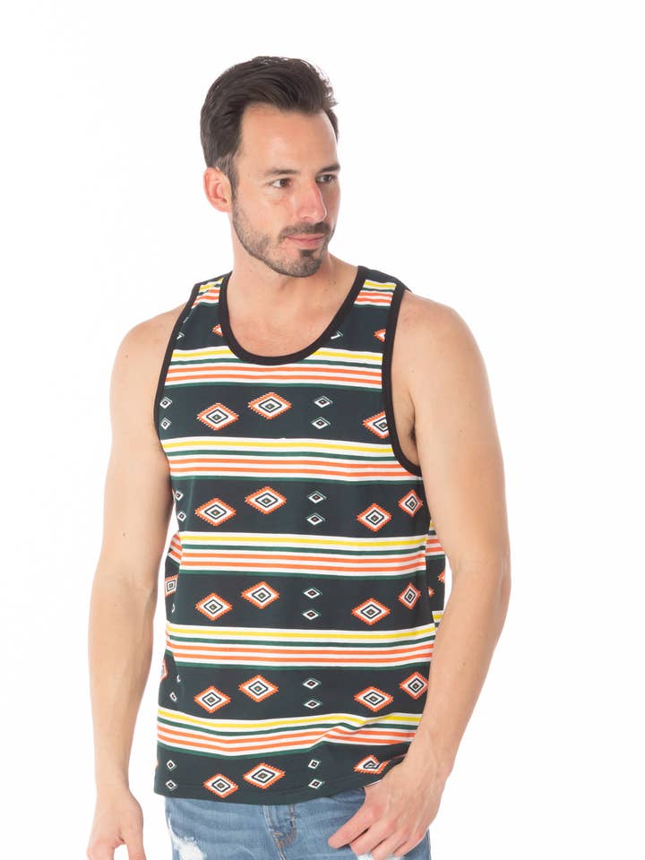 Hawks Bay Mænds Aztec Print Tank Tops for engroshandel hos Hawk's Bay