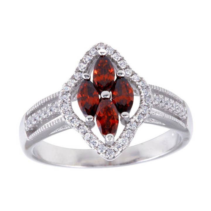 Halo cramoisi bague marquise pour la vente par Karen Cole Timeless Treasures