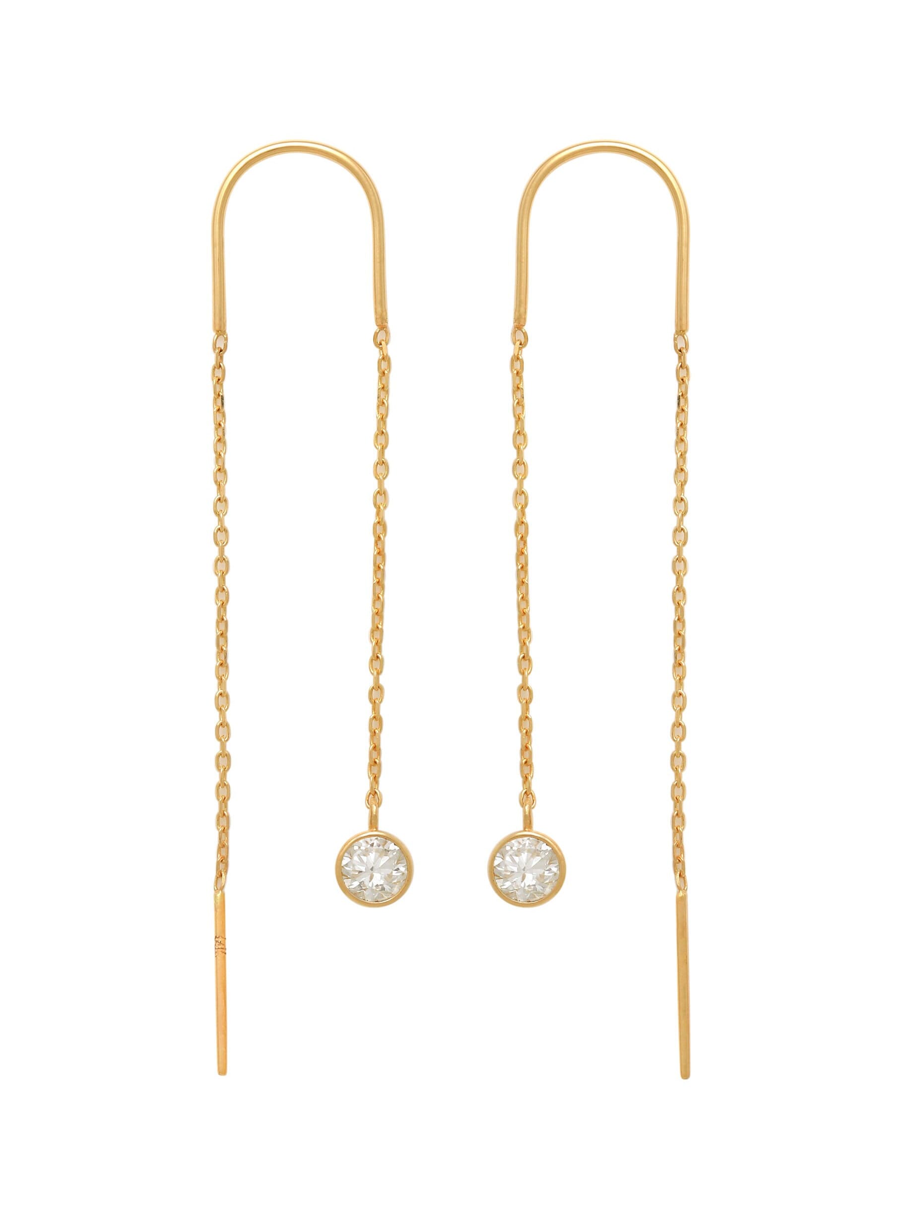 Zahav Jewelry - Wholesale Dangle earrings - 14kt Solid Gold Threaded Diamond Hoop Earrings #2