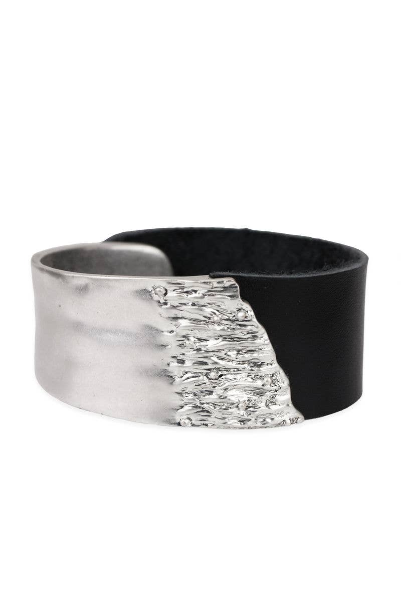 SAACHI - Wholesale Bangle Bracelet - Leather Metal Statement Bracelet1