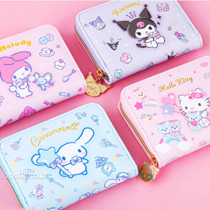 K-Wonderland – wholesale Wallet – Women's – Sanrio Characters Gold Zipper Charm Wallet Card Money Pouch1