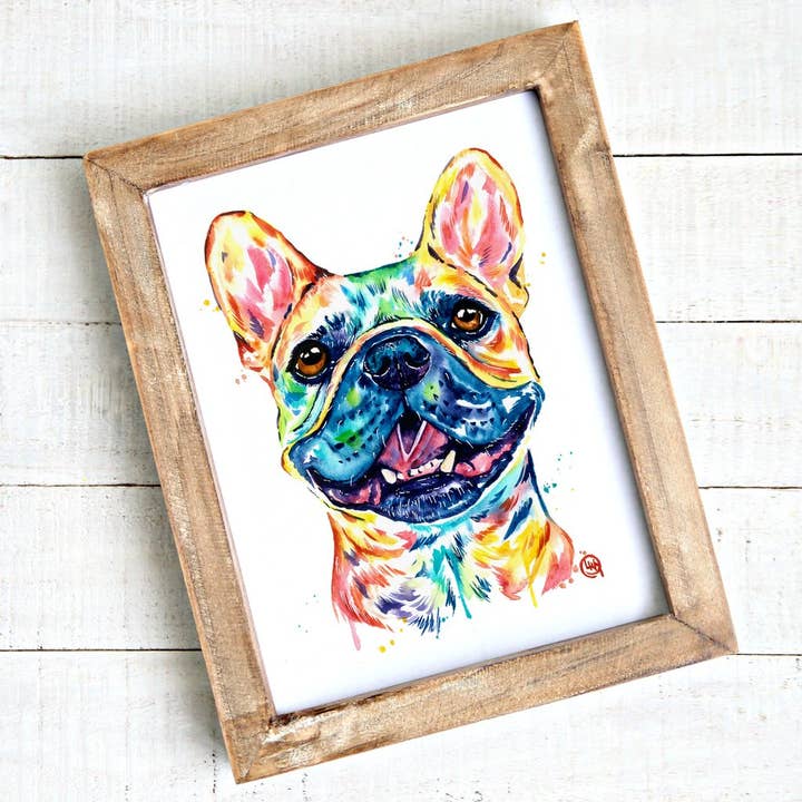 Whitehouse Art – Engroshandel Kunsttryk – Fawn Fransk Bulldog Akvarel Maleri, Frenchie, Sød hund