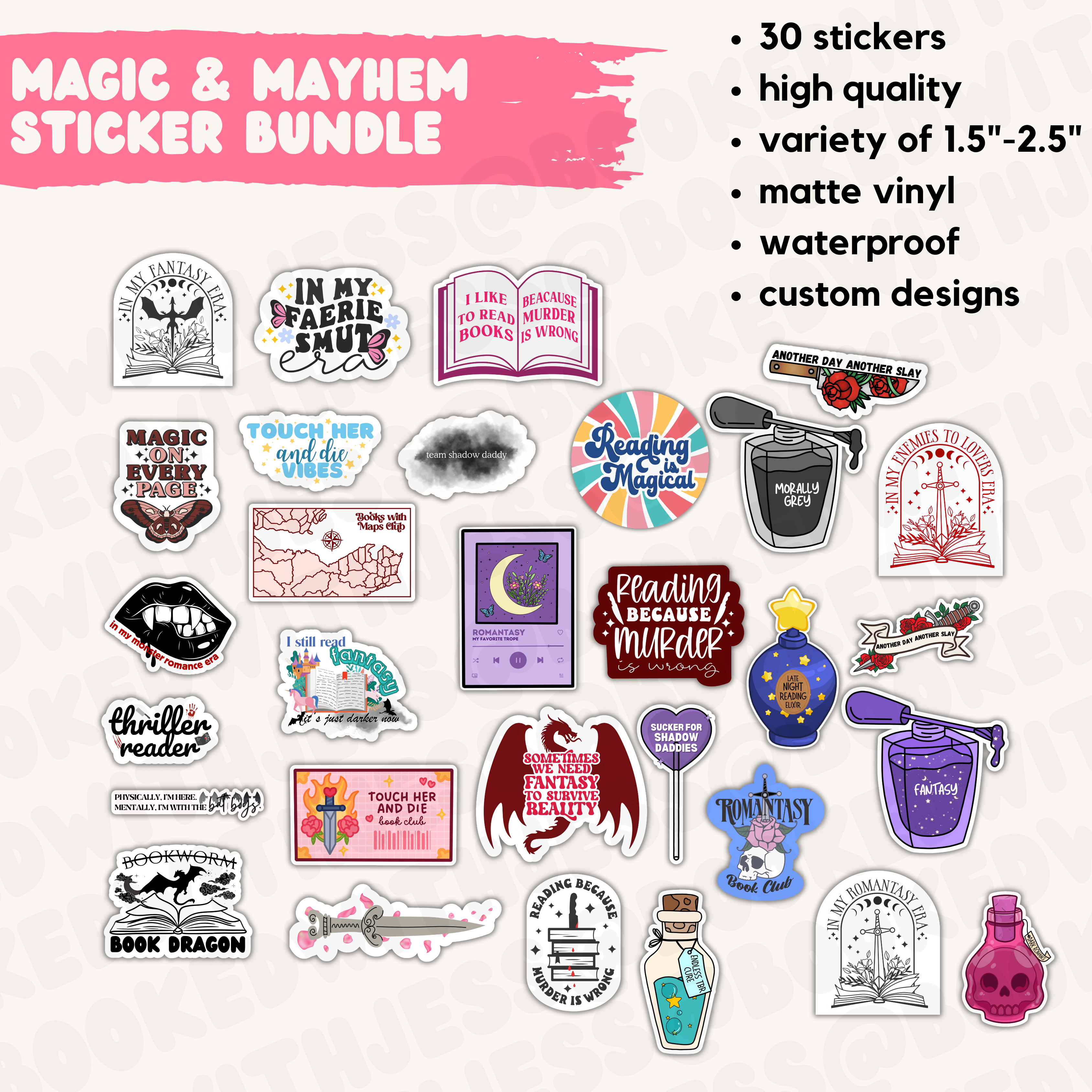 Booked with Jess - Wholesale Sticker - Bookish Sticker Pack1