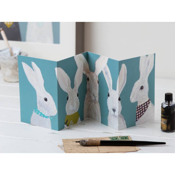 Carte MHF5L Concertina Party of Five Bunnies pour la vente par Print Circus