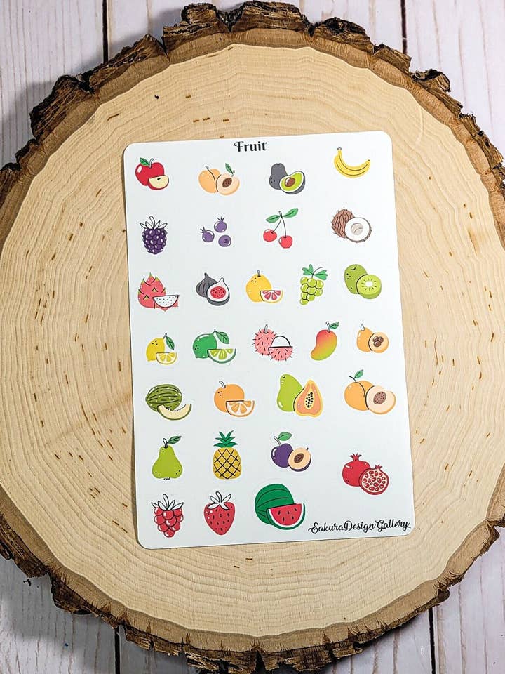 Hoja de pegatinas de frutas, pegatinas de comida, alimentación saludable para venta al por mayor de Sakura Design Gallery