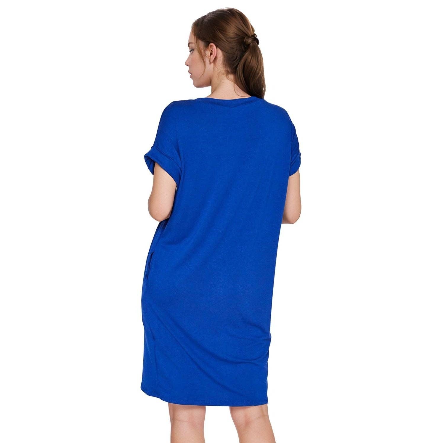 Robin K - Wholesale Dress - Women's - Women's Bellatrix V- Neck T-shirt Dress With Pocket21