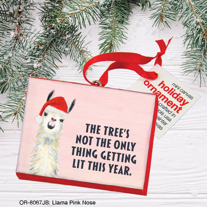 Llama Pink Nose, Ornament (OR-8067JB) for wholesale by Printed Canvas