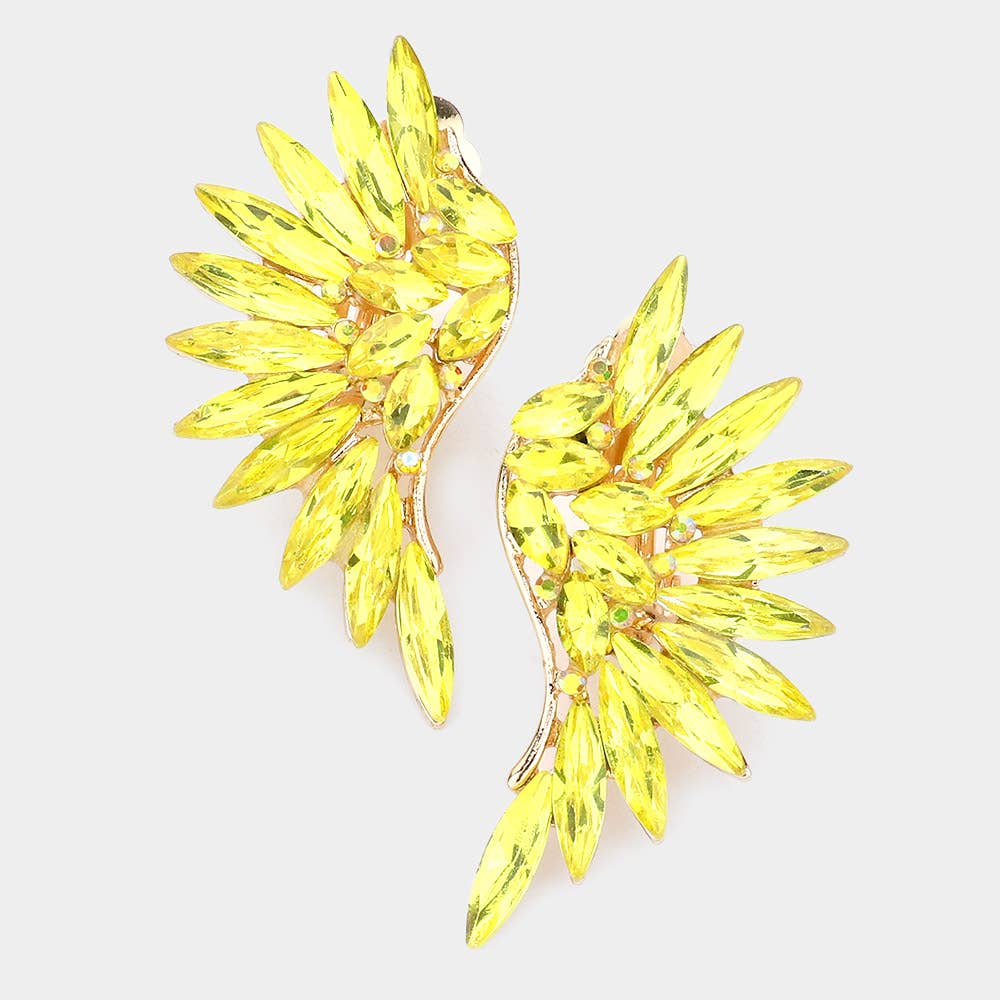 Sensibling Corp. - Wholesale Clip-On Earrings - Marquise Stone Cluster Wing Clip on Earrings
0