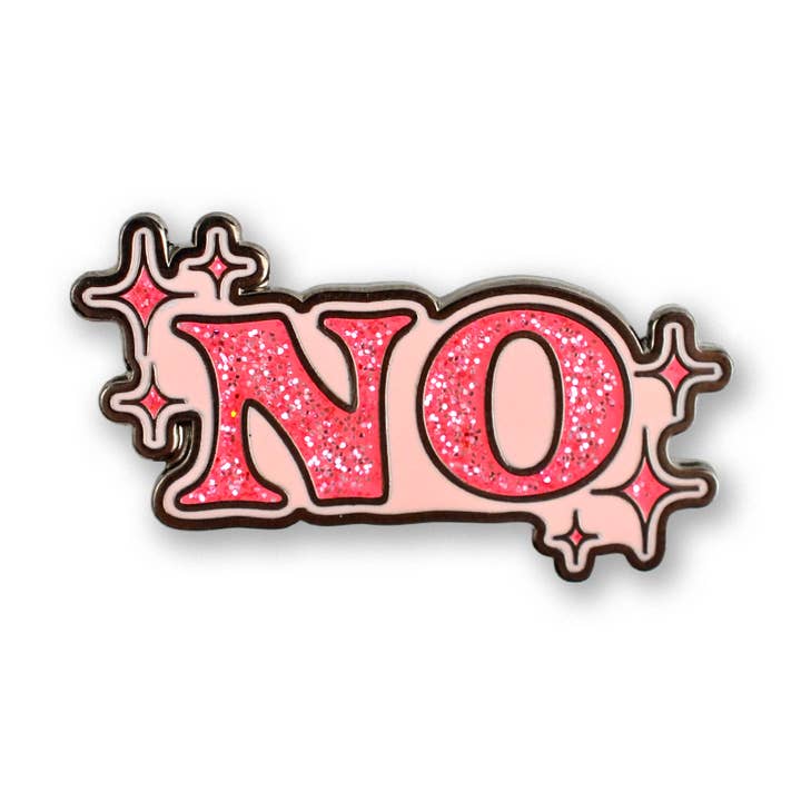 Glittery No Hard Enamel Pin in Pink for wholesale by Page's Peaches