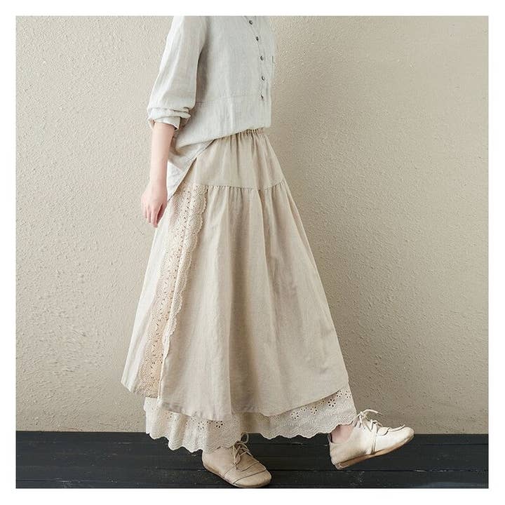 UZ Wholesale Store - Wholesale Skirt - Women's - Solid Color Ribbon Embroidered Elastic Waist Half Skirt5